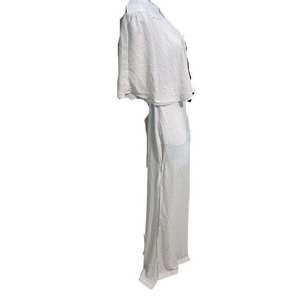 Show Me Your Mumu Sheer Flowy Jumpsuit Pants One Piece Off Shoulder White XXS - Picture 15 of 16